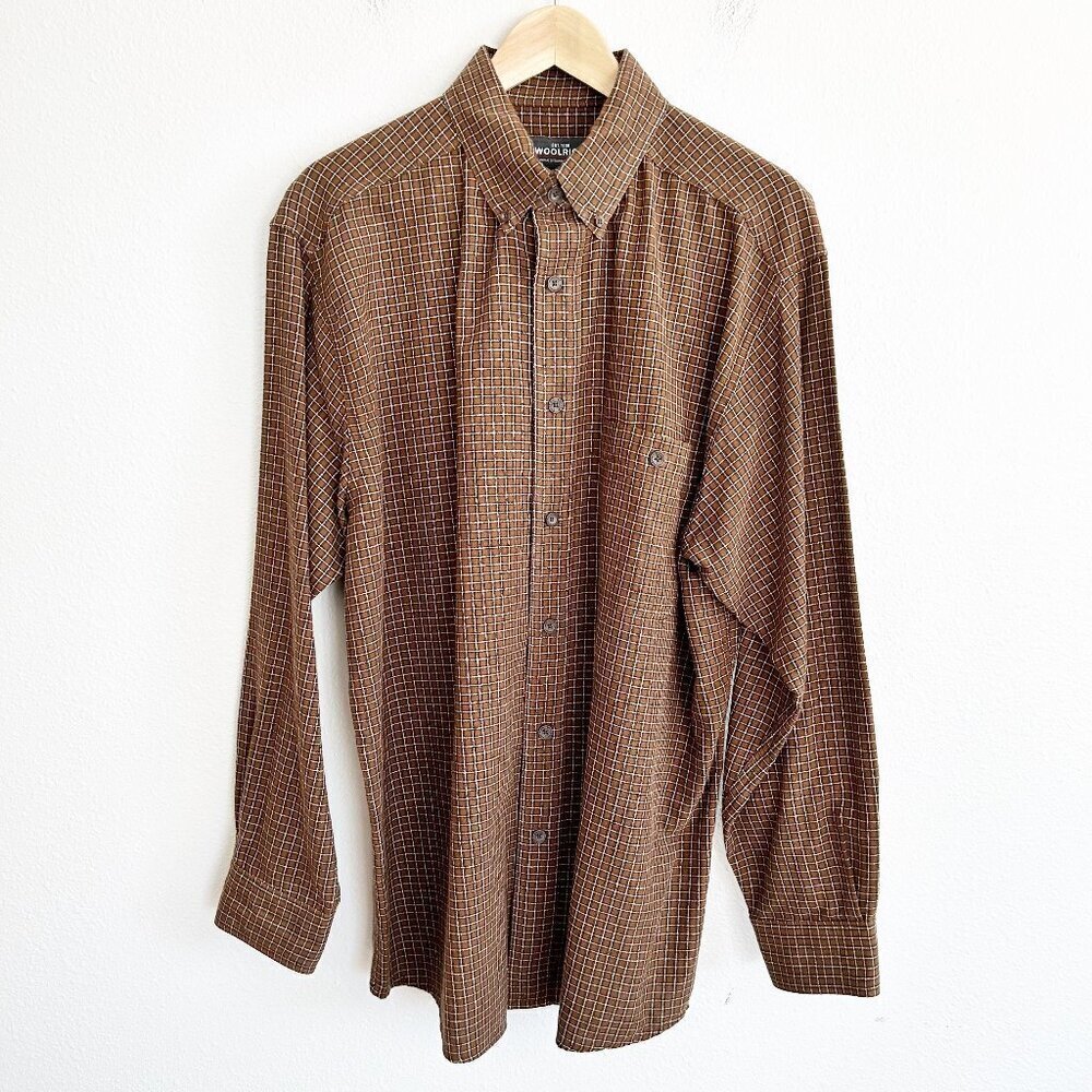 Woolrich Shirt Plaid Buckskin Brown Button Down Long Sleeve Classic